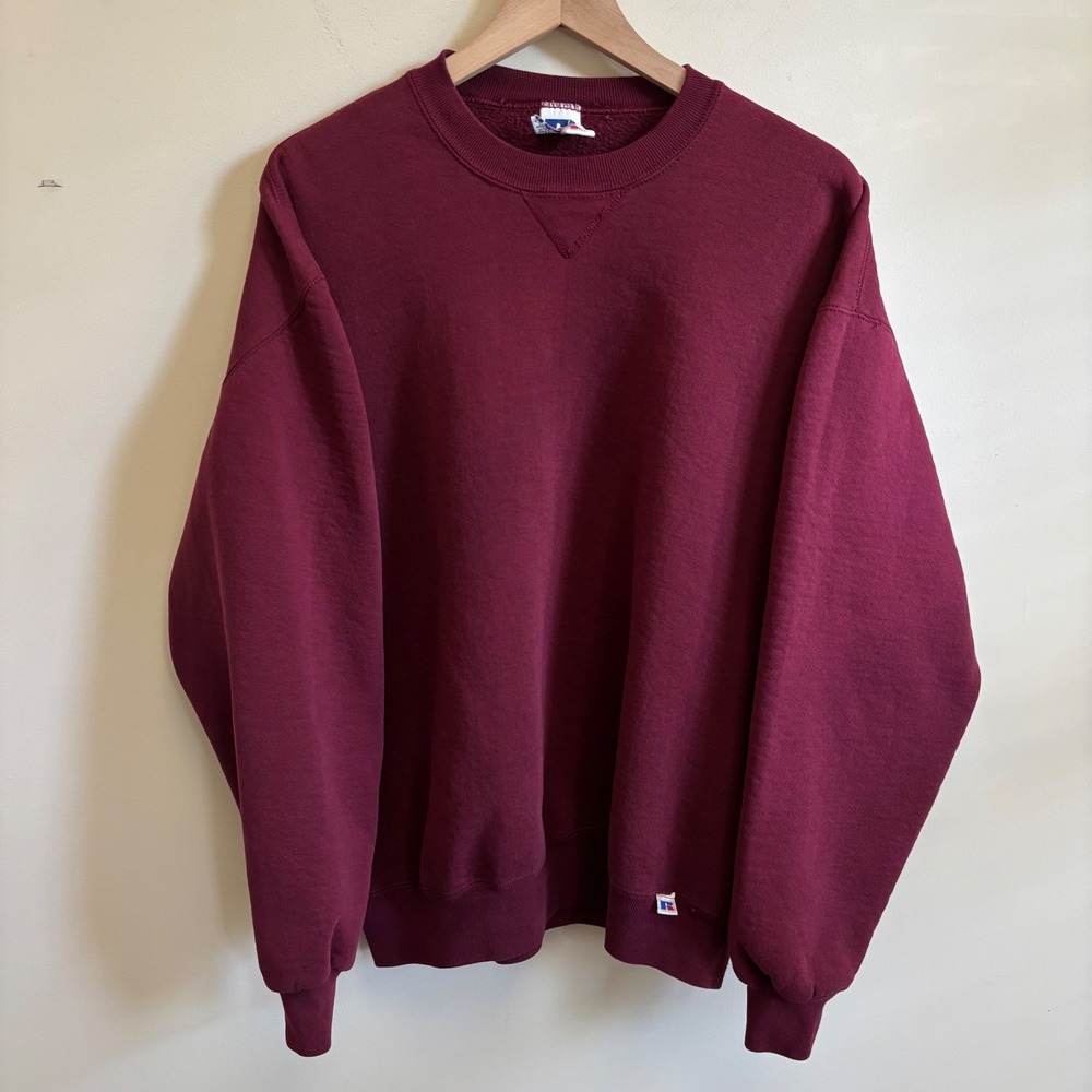 Vintage Russell Athletic Crewneck Sweatshirt XL Burgundy Maroon Made in USA